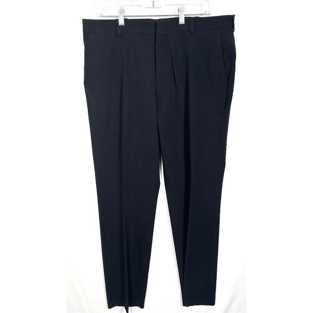 NEW George Black Men's Flat Front Performance Dress Stretch Pants US 36x32
